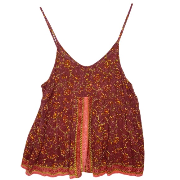 Free People Tops - Free People Floral Boho Babydoll Tank Sz M